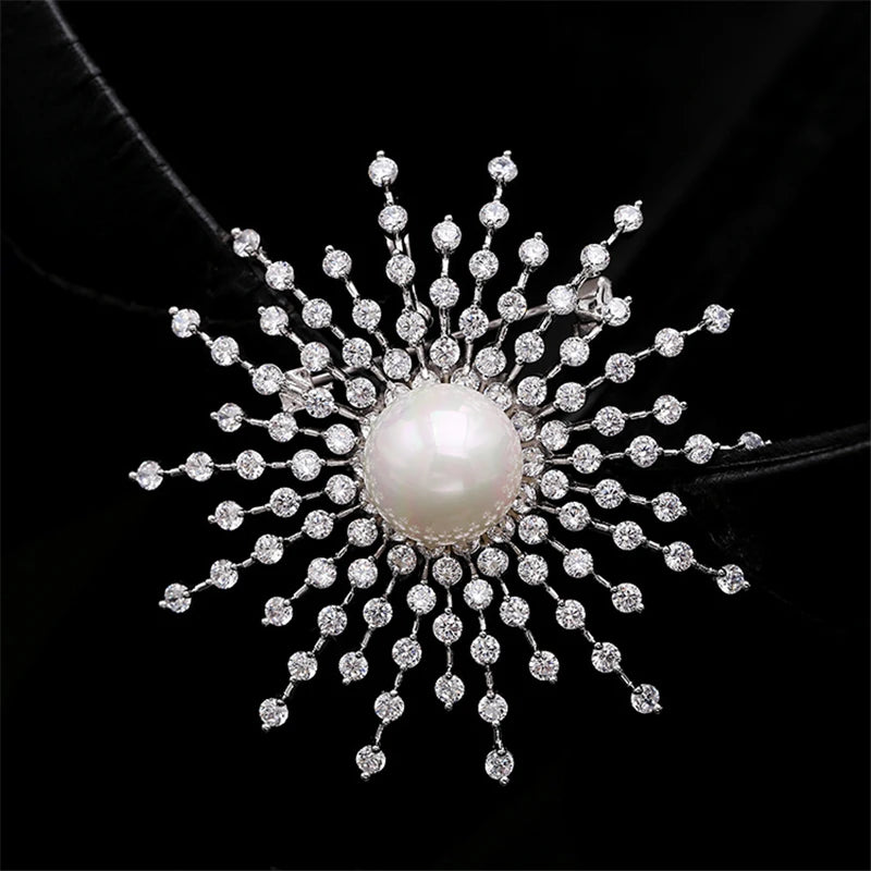 CZ Gypsophila Brooch Pin Starry Rhinestone Wedding