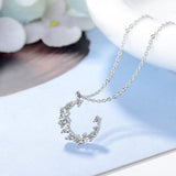 CZ Moon Pendant Necklace Silver Link Chain Party Jewelry