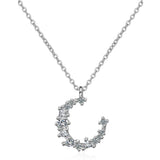 CZ Moon Pendant Necklace Silver Link Chain Party Jewelry