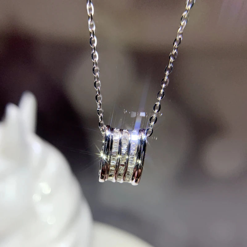 CZ Pendant Chain Necklace for Women High Neck Jewelry