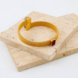 CZ Stainless Steel Cuff Bracelet Adjust Size Bangle Wedding Party Jewelry