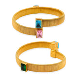 CZ Stainless Steel Cuff Bracelet Adjust Size Bangle Wedding Party Jewelry