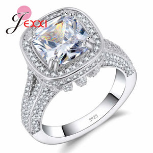 CZ Stone 925 Silver Rings Women Engagement Gift Jewelry