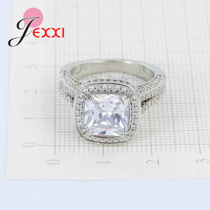 CZ Stone 925 Silver Rings Women Engagement Gift Jewelry