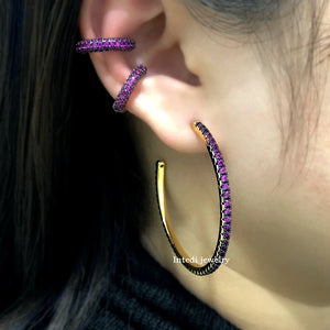 Cubic Zircon Big Hoop Earrings Colorful C Shape Bohemian Large Round Earring