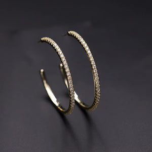Cubic Zircon Big Hoop Earrings Colorful C Shape Bohemian Large Round Earring