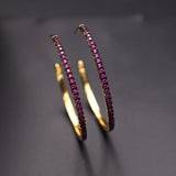 Cubic Zircon Big Hoop Earrings Colorful C Shape Bohemian Large Round Earring