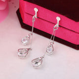 CZ Clip Earrings Women Wedding Star Long Bar Statement Jewelry