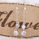 CZ Clip Earrings Women Wedding Star Long Bar Statement Jewelry