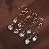 CZ Clip Earrings Women Wedding Star Long Bar Statement Jewelry