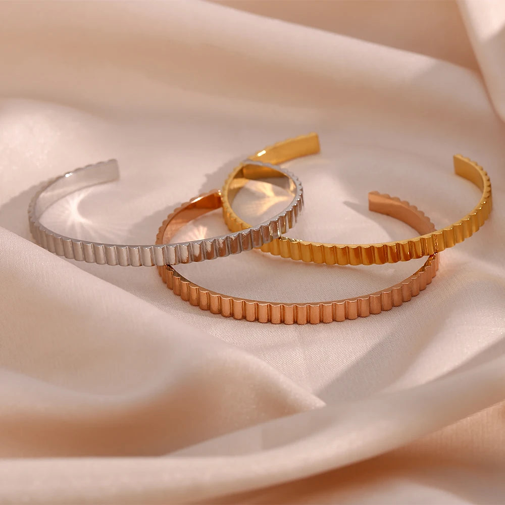 Waterproof Silver Rose Cuff Bracelet for Women
