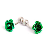 Green Rose Flower Cufflinks For Mens Shirt Jewelry Pins Men Suit Accessories