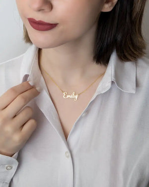 Cursive Name Necklace With Heart Charm Pendant Choker Stainless Steel