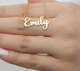 Cursive Name Necklace With Heart Charm Pendant Choker Stainless Steel
