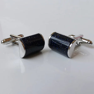 Curved Starry Sky Sandstone Cufflinks Crystal French Shirt Buttons