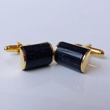 Curved Starry Sky Sandstone Cufflinks Crystal French Shirt Buttons