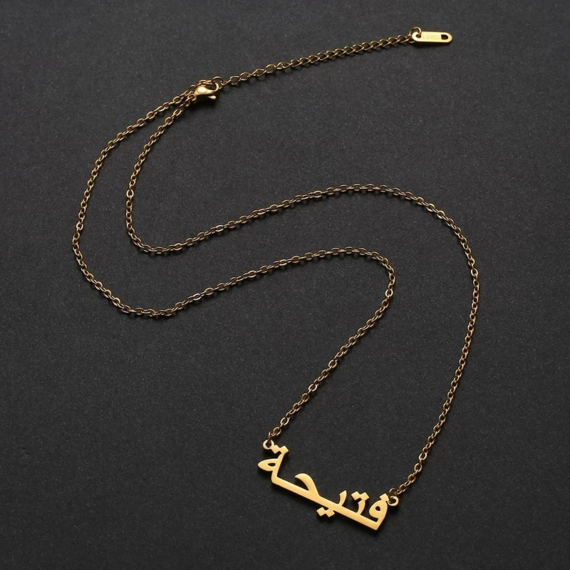 Arabic Name Necklace Personalized Font Pendant Necklaces Stainless Steel Chain