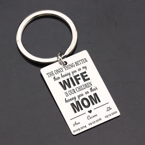 Custom Name & Date Thanksgiving Gift Keychain for Mom/Wife