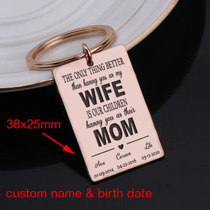 Custom Name & Date Thanksgiving Gift Keychain for Mom/Wife