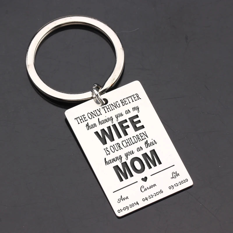 Custom Name & Date Thanksgiving Gift Keychain for Mom/Wife