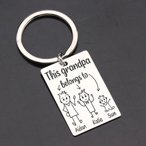 Personalized Family Member Keychain: Grandpa BelongsTo.To Birthday Surprise