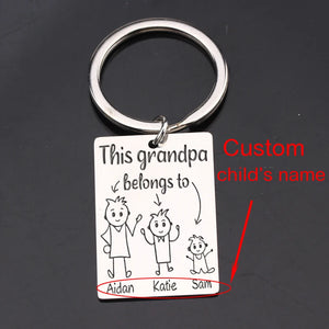 Personalized Family Member Keychain: Grandpa BelongsTo.To Birthday Surprise