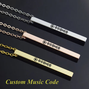 Personalized Engraving Music Scan Code Rinhoo Strip Necklace