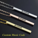 Personalized Engraving Music Scan Code Rinhoo Strip Necklace