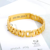 Name Bracelet Adjustable Watch Chain Engraving Date ID Jewelry