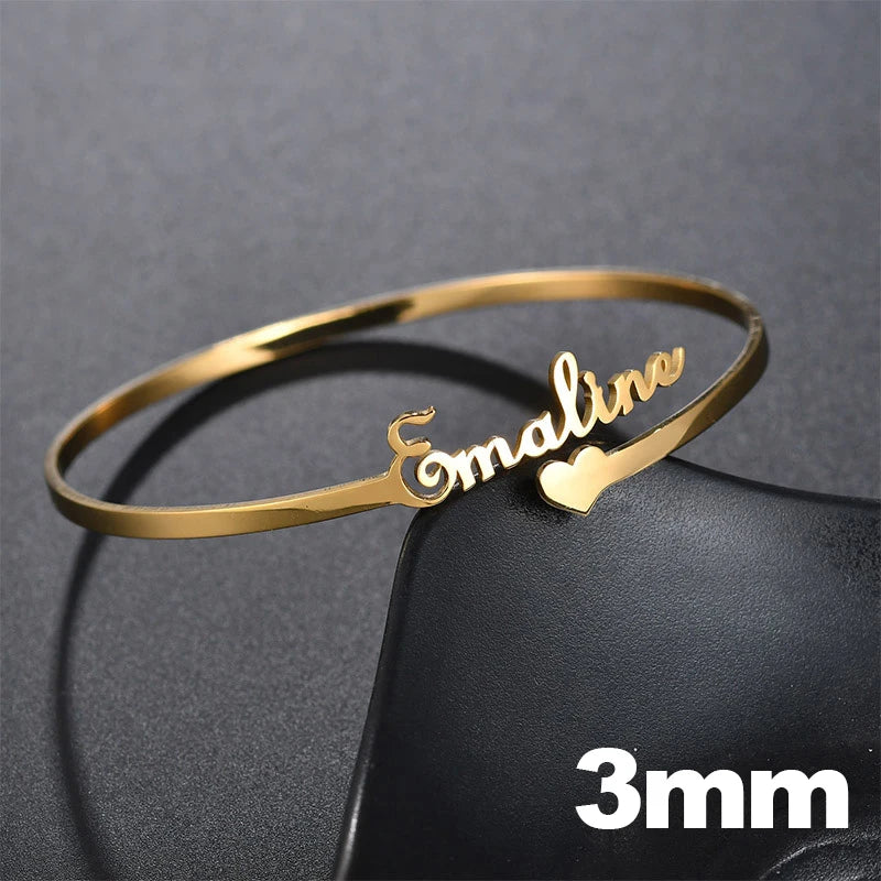 Personalized Name Bracelets for Women Men Stainless Steel Wedding Jewelry Gift