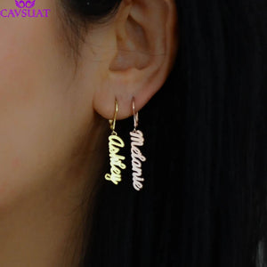 Name Earrings For Women Stainless Steel Letter Brincos