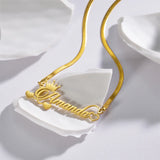 Custom Name Necklace Blade Chain Stainless Steel Cursive Letters Heart Crown Cha
