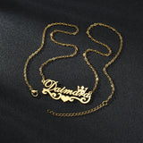 Personalized Crown Name Necklace Stainless Steel Heart Pendant