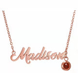 Name Necklace Stainless Steel with Birthstone Crystal