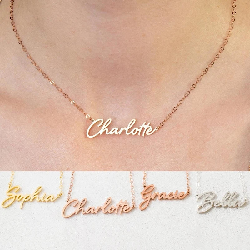 Personalized Name Necklace Stainless Steel Choker Necklaces