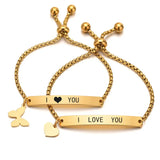 Stainless Steel Engrave Bracelet Adjustable Bangles Couple Bracelets