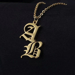 Stainless Steel Cuba Chain Personalised 2 Letter Pendant Necklace