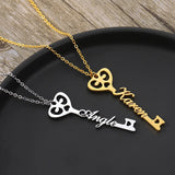 Personalized Name Necklaces Key Pendant Choker for Women Girls Mother