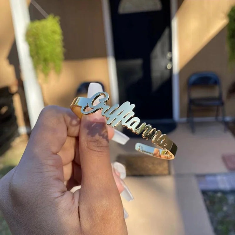 Personalized Stainless Steel Name Bracelet for Women Men Kids