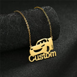 Stainless Steel Name Necklace with Car Pendant