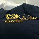 Personalized Name Brooch Pin Stainless Steel Chain Nameplate Badges