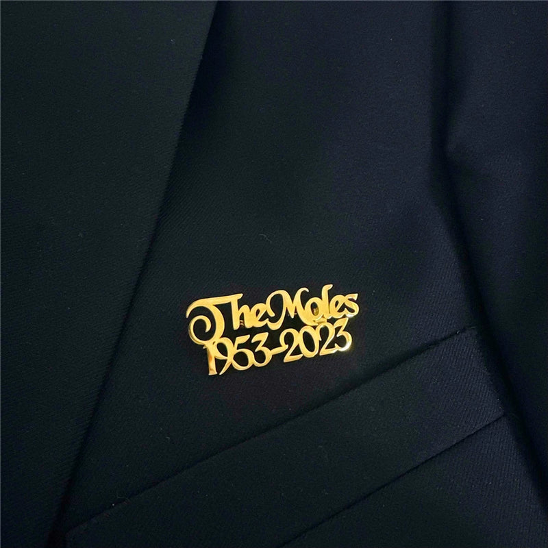 Personalized Name Brooch Pin Stainless Steel Chain Nameplate Badges