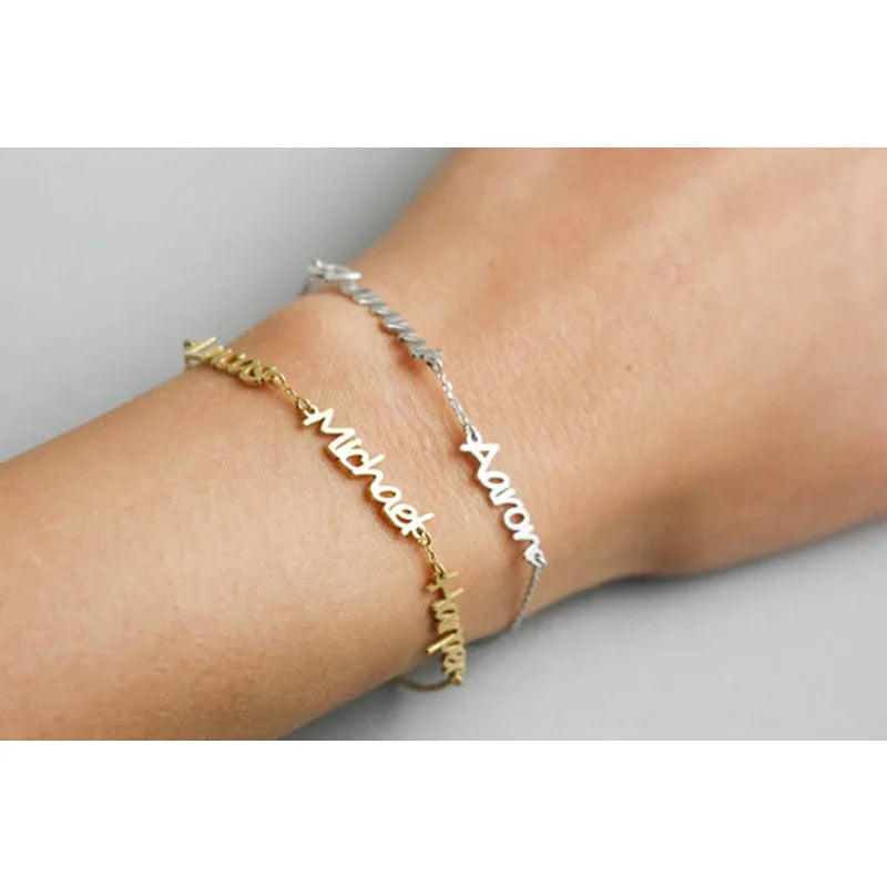 Personalized Names Chain Bracelet Gift For Mom Baby Family