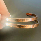 Stainless Steel Open Bangle Women Letter Bracelet