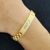 Personalized Metal Bracelet with Watch Chain Stainless Steel Plate