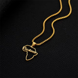 Africa Map Name Necklace Stainless Steel Hollow Pendant Jewelry