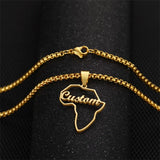 Africa Map Name Necklace Stainless Steel Hollow Pendant Jewelry