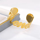 Large Size Name Open Bangle Stainless Steel Women's Jewelry