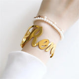 Large Size Name Open Bangle Stainless Steel Women's Jewelry