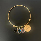 Name Bracelet With Birthstone Engraved Name Bangle Family Women Birthday's
